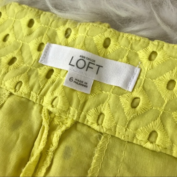 Ann Taylor LOFT Riviera Yellow Eyelet Shorts SZ 6 - Picture 4 of 7